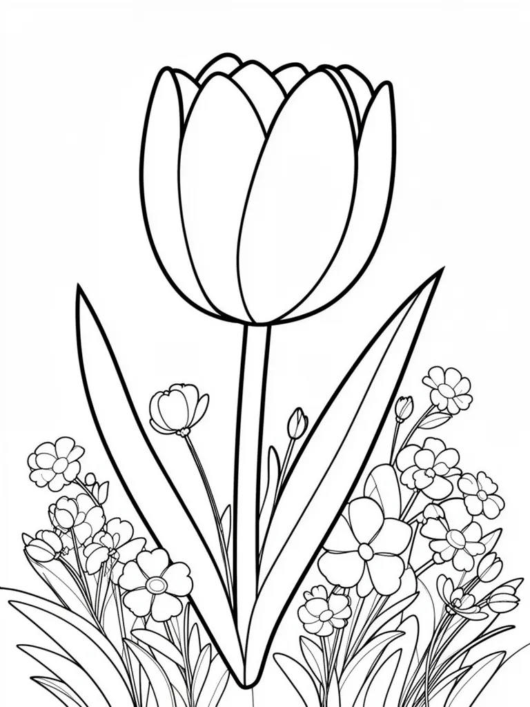 Coloriage tulipe à imprimer