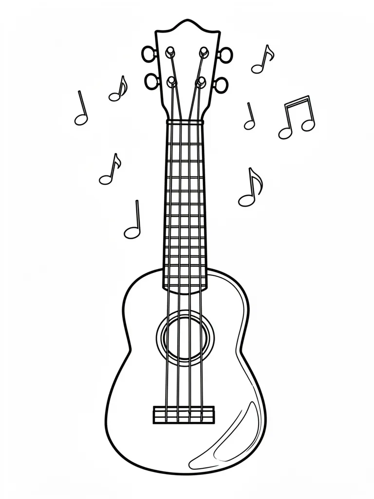 Coloriage ukulele à imprimer