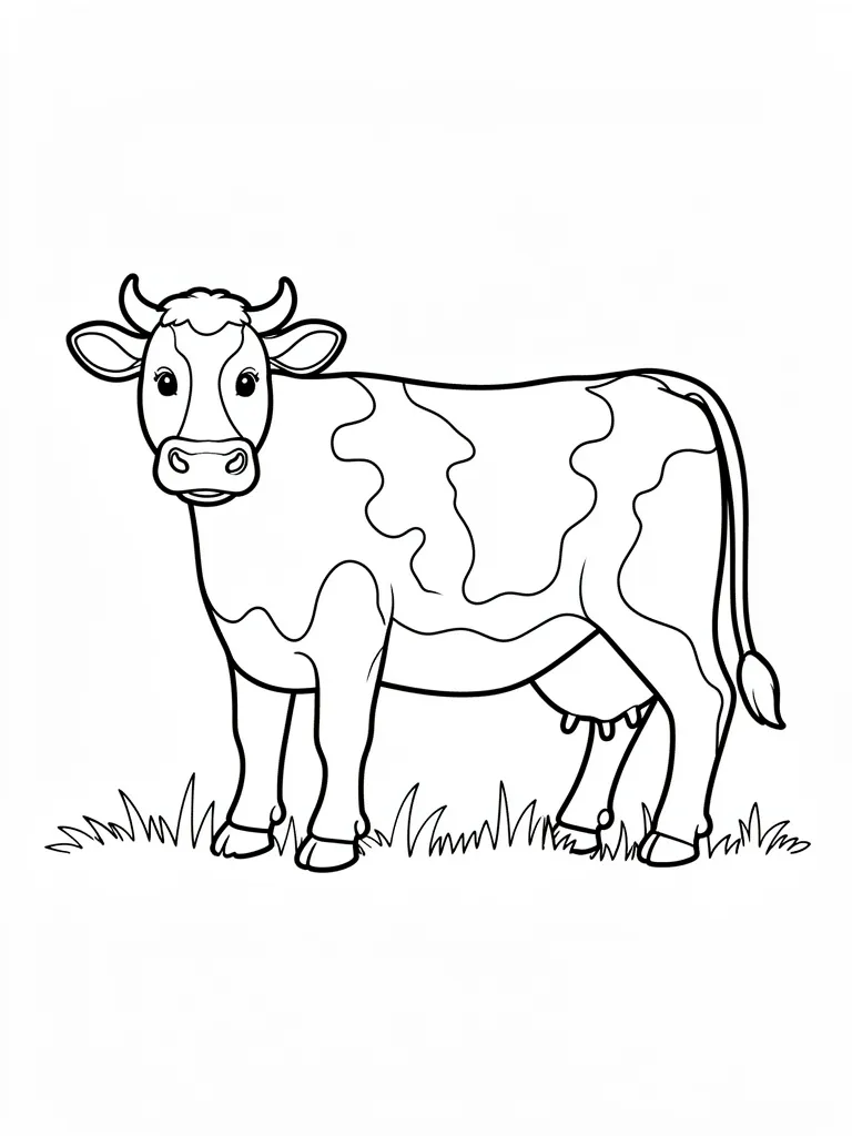 Coloriage Vache dans le pré facile – coloriage à imprimer gratuit