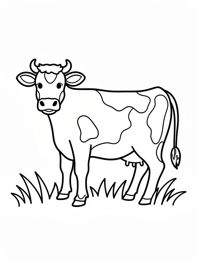 Coloriage Vache dans le pré pour maternelle – coloriage à imprimer gratuit