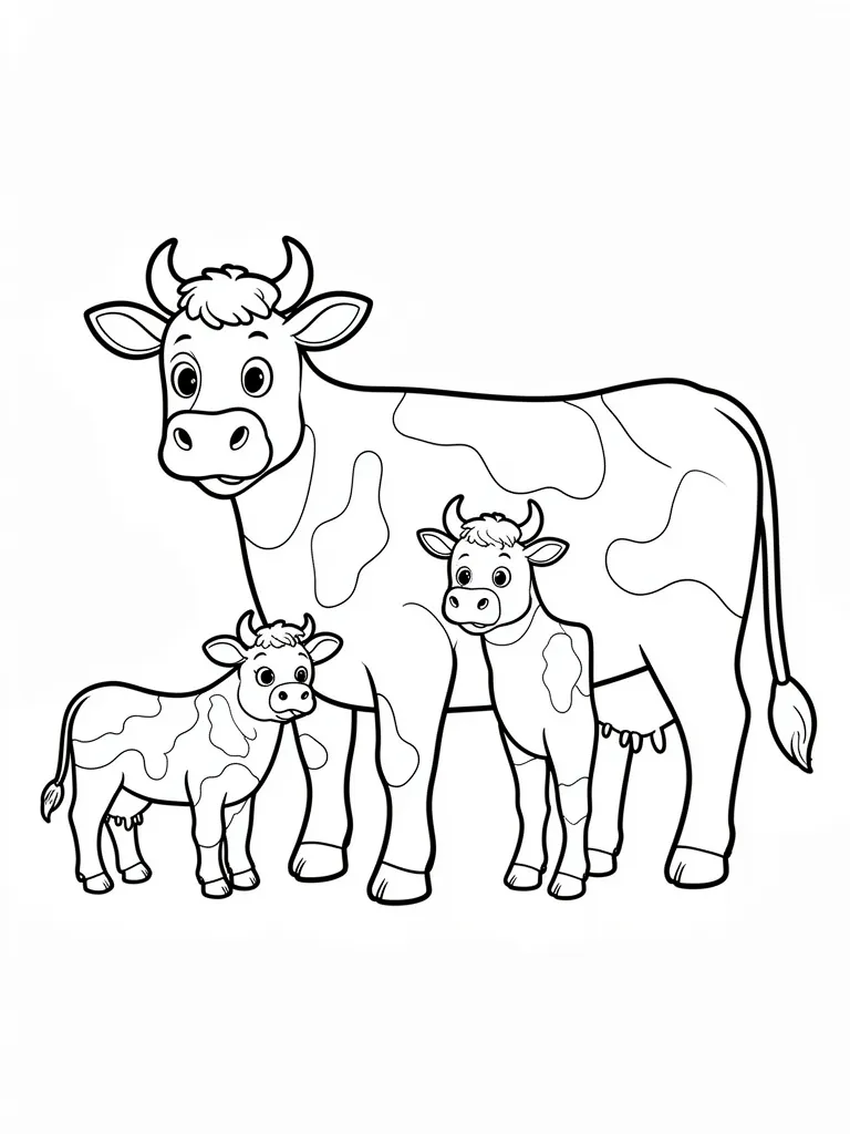 Coloriage Vache en famille – coloriage à imprimer gratuit