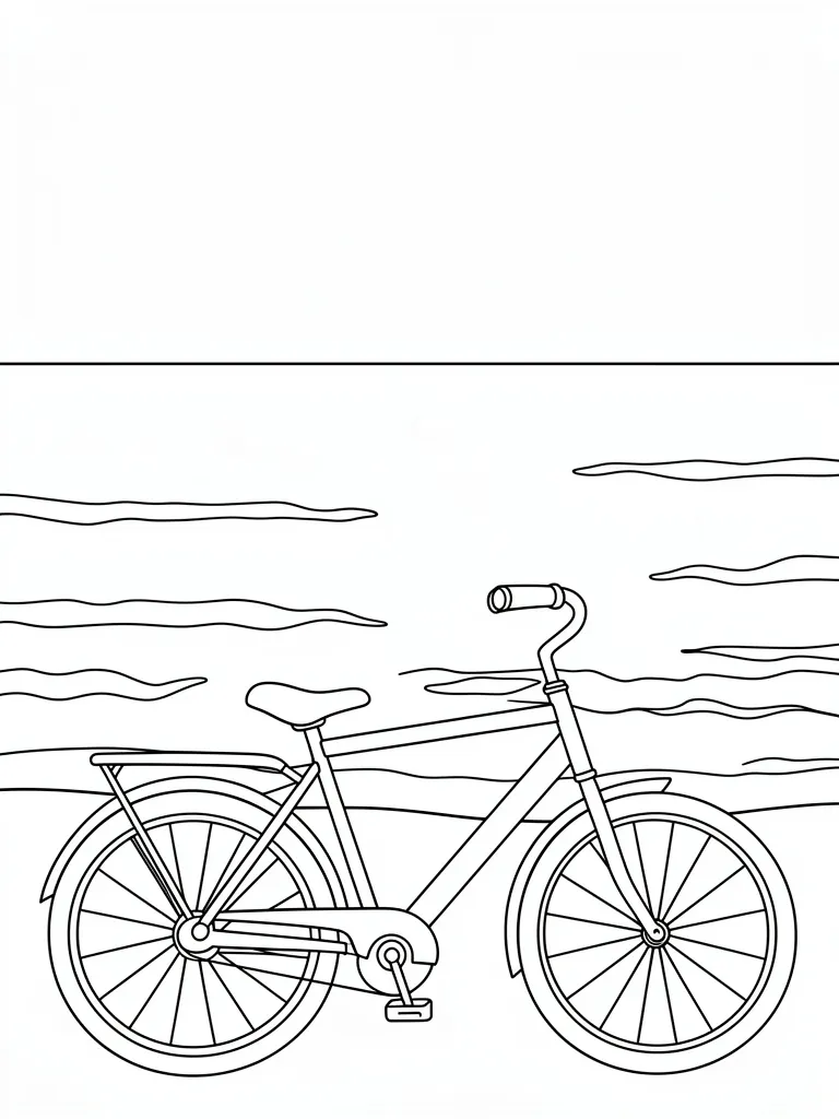 Coloriage Vélo près de la mer – coloriage à imprimer gratuit