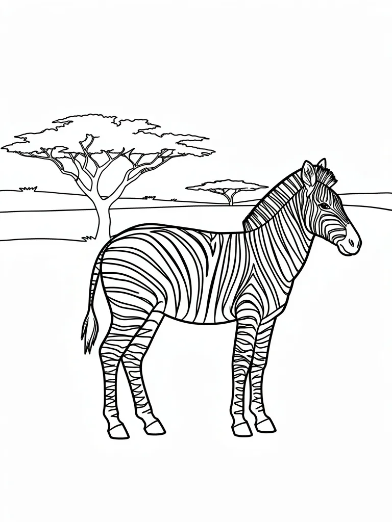 Coloriage Zèbre dans la savane – coloriage à imprimer gratuit