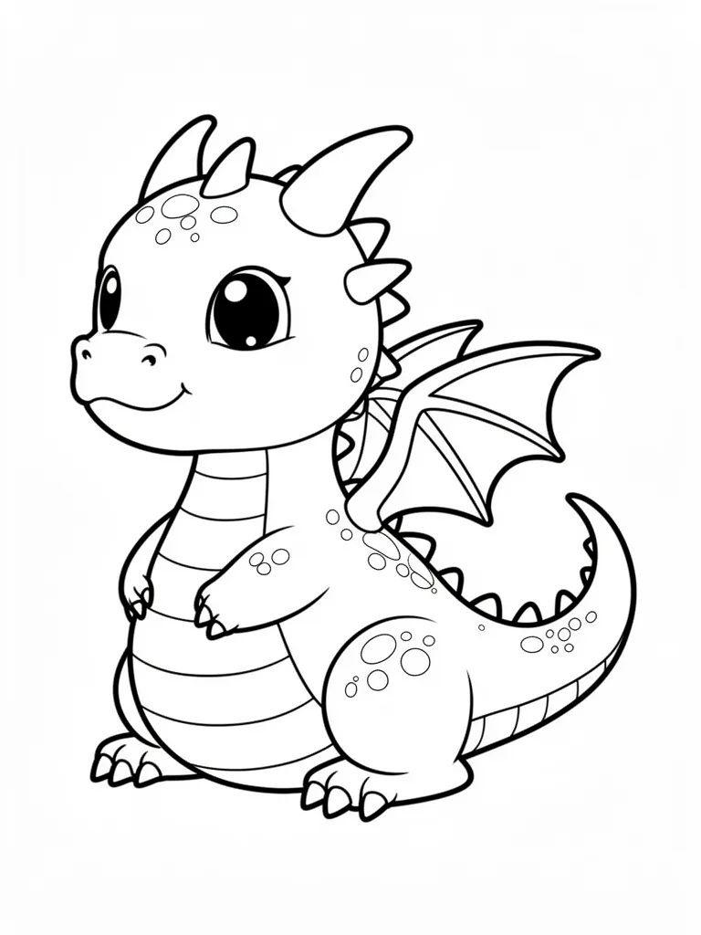 Coloriage Dragon mignon avec de petites ailes à imprimer