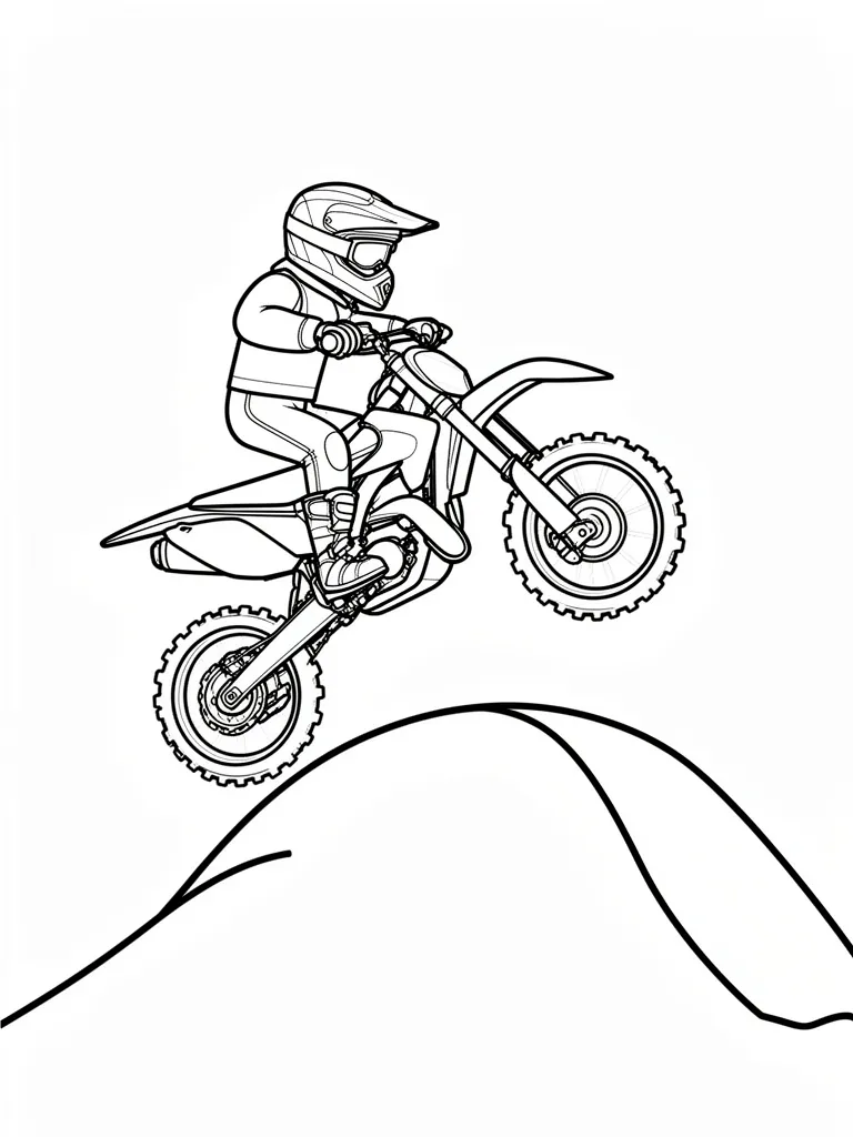 Coloriage Moto cross sautant au dessus d une bosse à imprimer