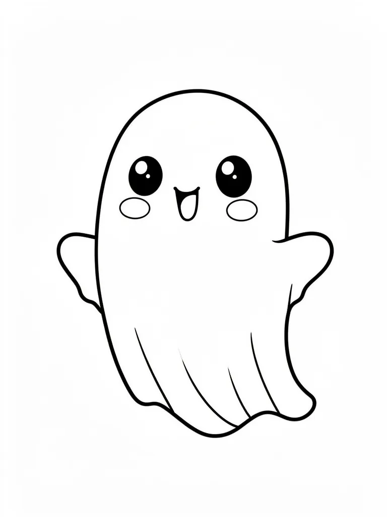 Coloriage Petit fantôme kawaii tout mignon à imprimer