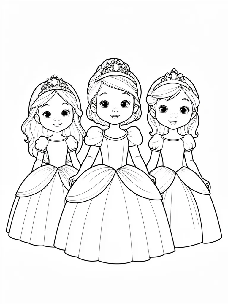 Coloriage Princesses mignon à imprimer