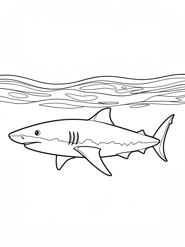 Coloriage Requin nageant dans l eau turquoise à imprimer
