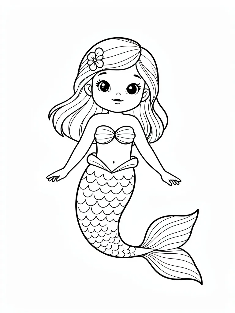 Coloriage Sirènes mignon à imprimer