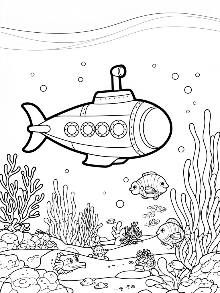 Coloriage Sous marin explorant les fonds marins à imprimer