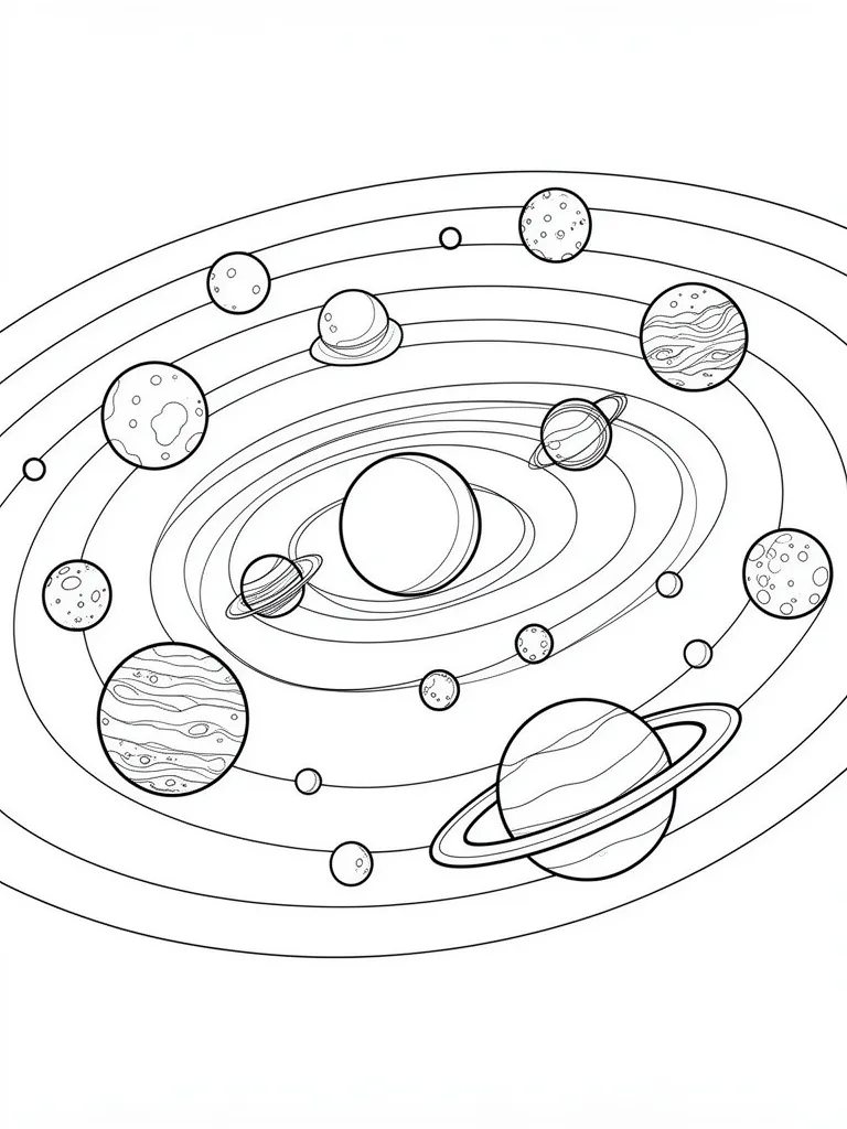 Coloriage Système solaire avec toutes les planètes à imprimer