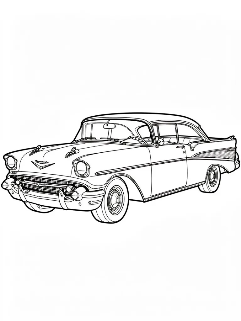 Coloriage Voiture ancienne élégante des années 1950 à imprimer