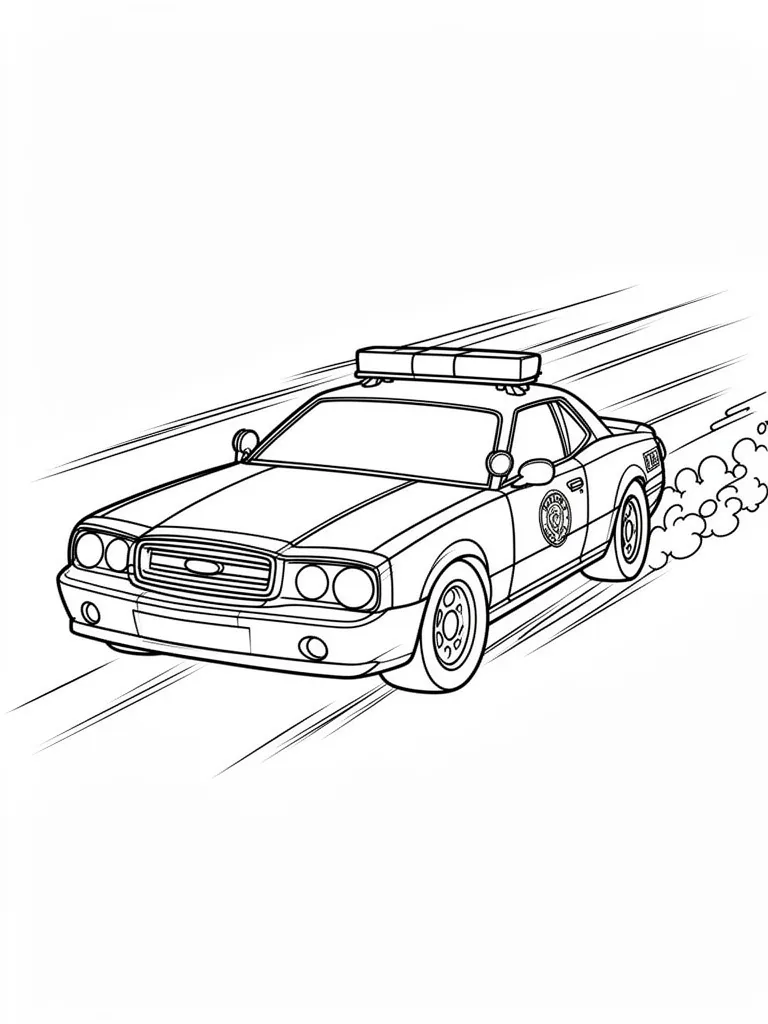 Coloriage Voiture de police en pleine poursuite à imprimer