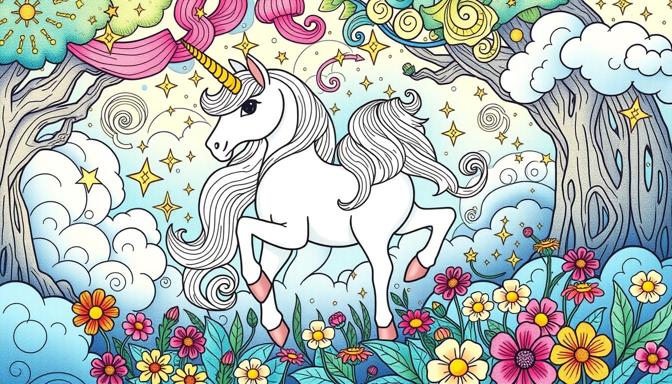 coloriage licorne pages magiques a colorier