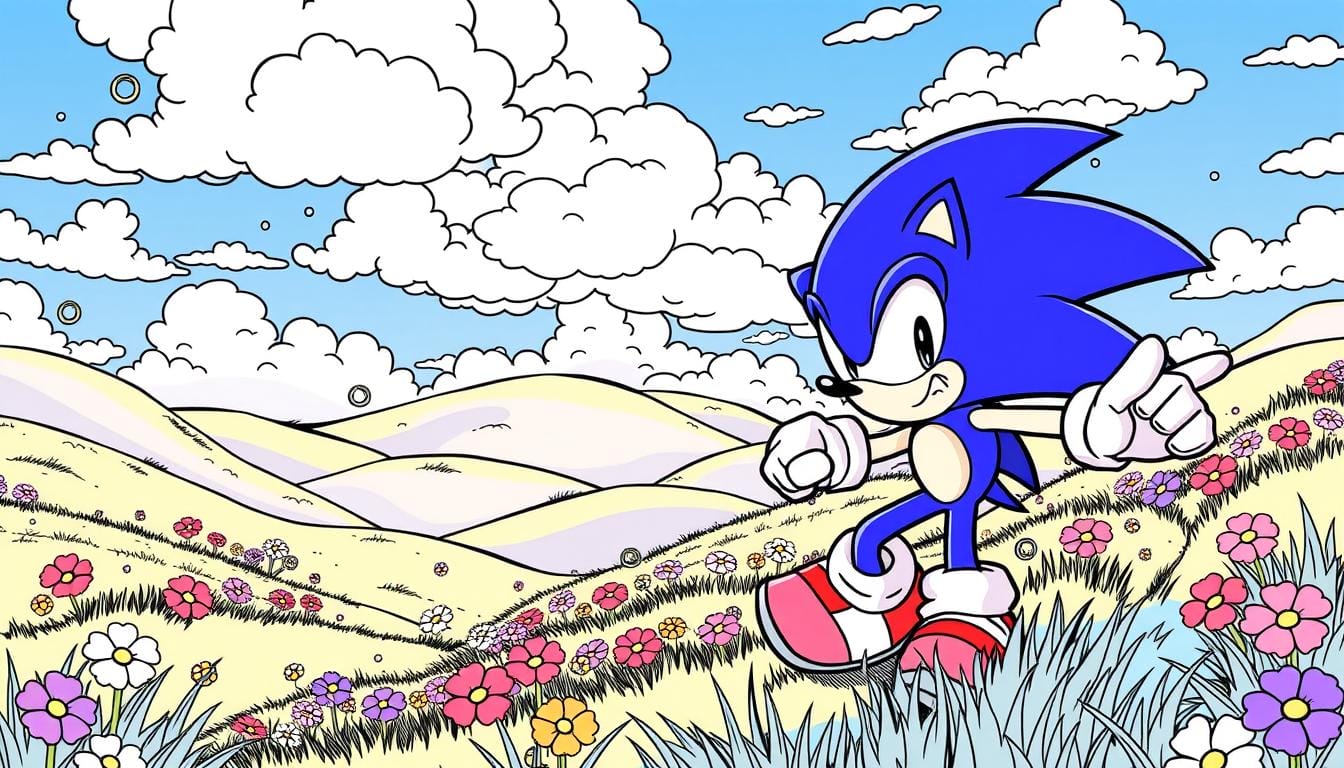 coloriage sonic amusez vous avec le herisson bleu